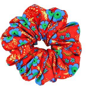 Large Hair Scrunchie Bohemian Floral Print Scrunchie